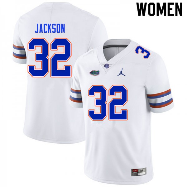 Women #32 N'Jhari Jackson Florida Gators College Football Jersey White